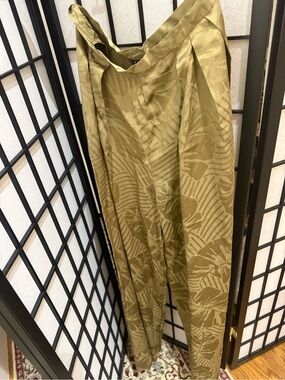Adriana New York Olive Green Wide-Leg Patterned Pants